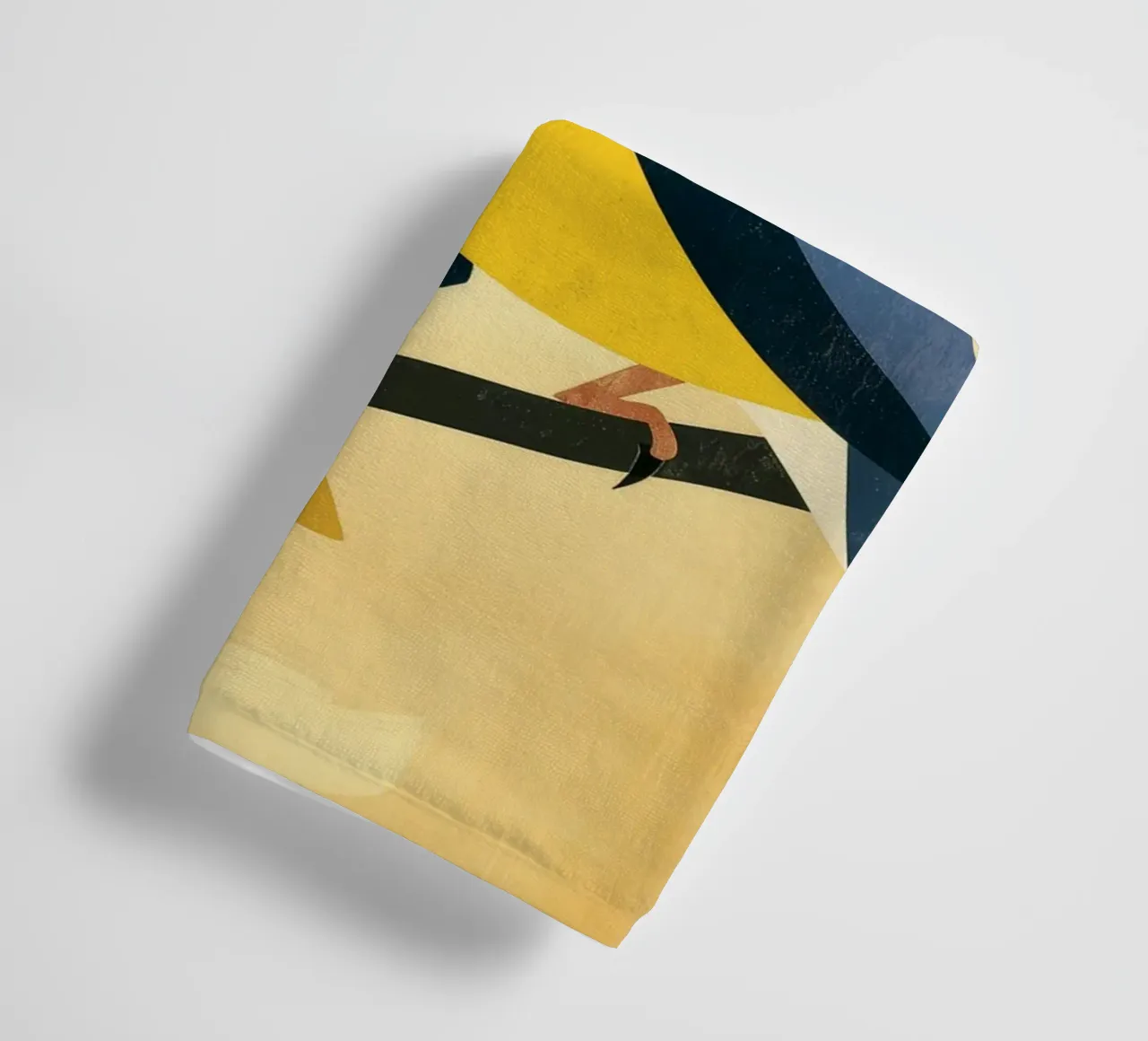Yellow and blue bird perched on branch with leaves towel by DesignDoodle