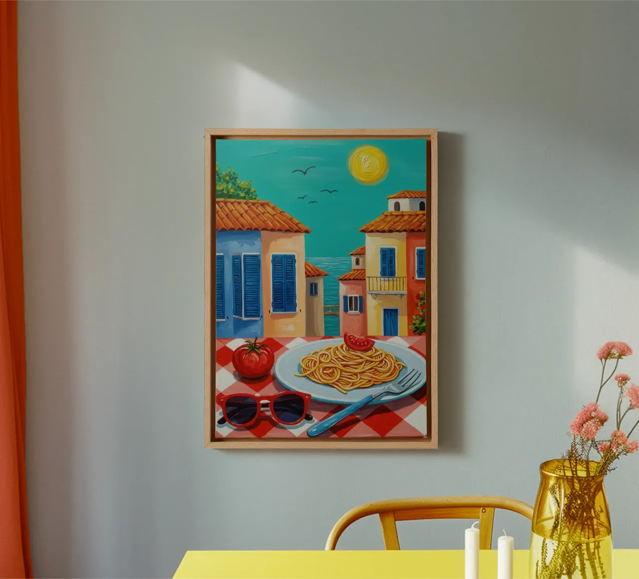Spaghetti Terrace View tela con Cornice a cassetta da Lune Dreams