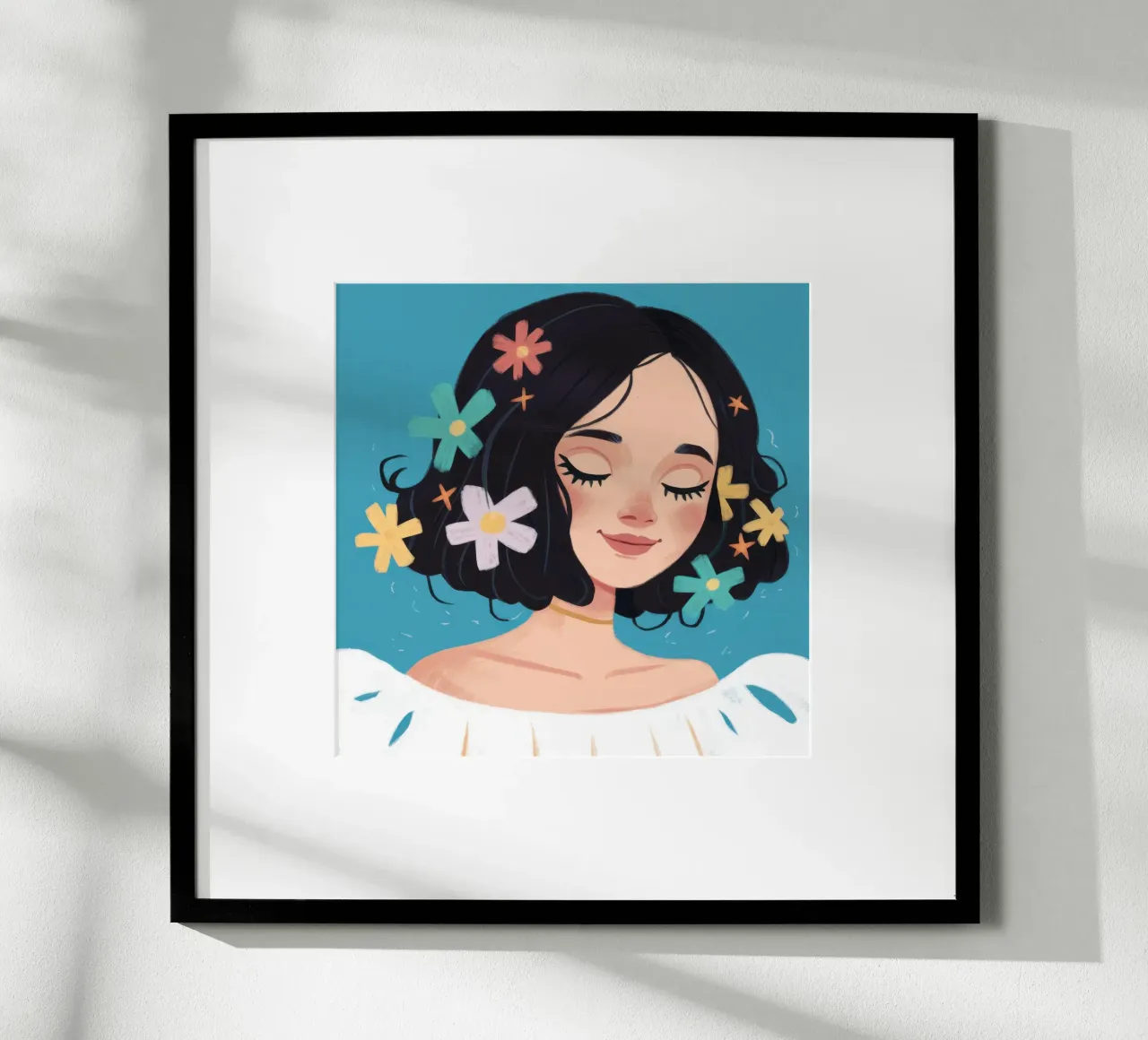 Fiore di mezzanotte Serenity poster con telaio in legno da Hollow Years