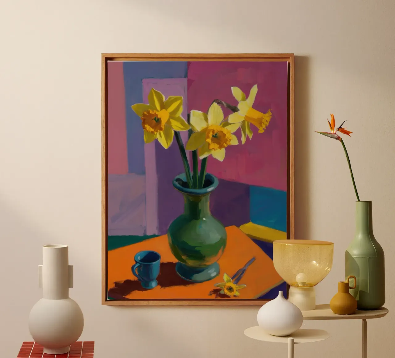 Narzisse Dämmerungsglühen Leinwand mit Schattenfugenrahmen von Arcane Lines