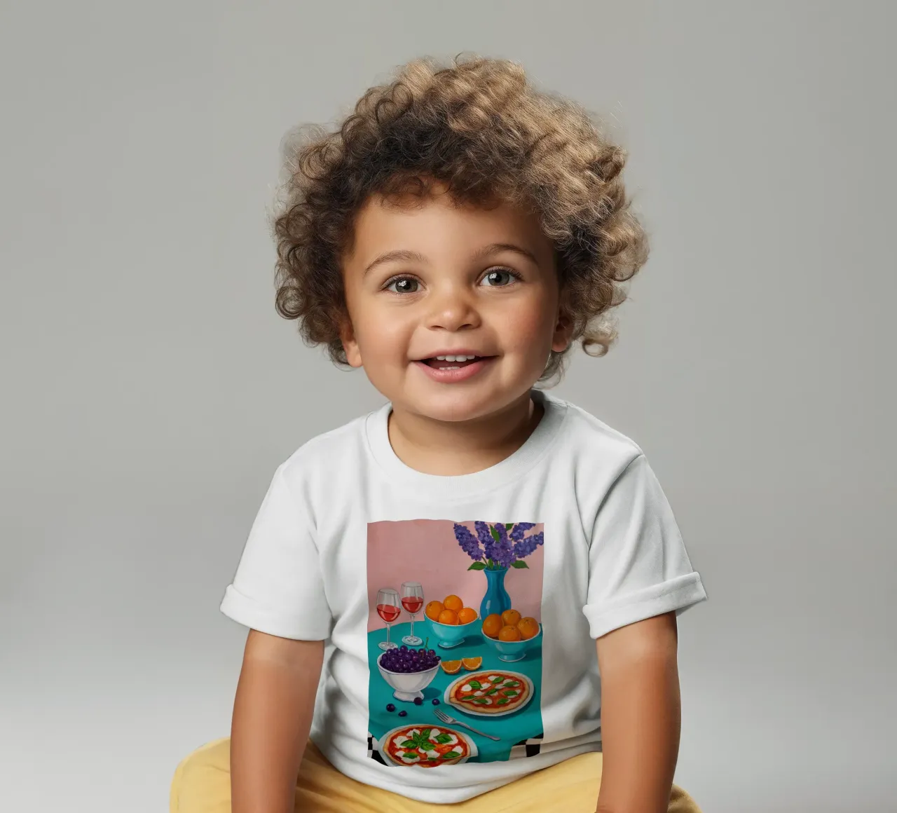 Pizza and Lavender baby t-shirt by Lune Dreams