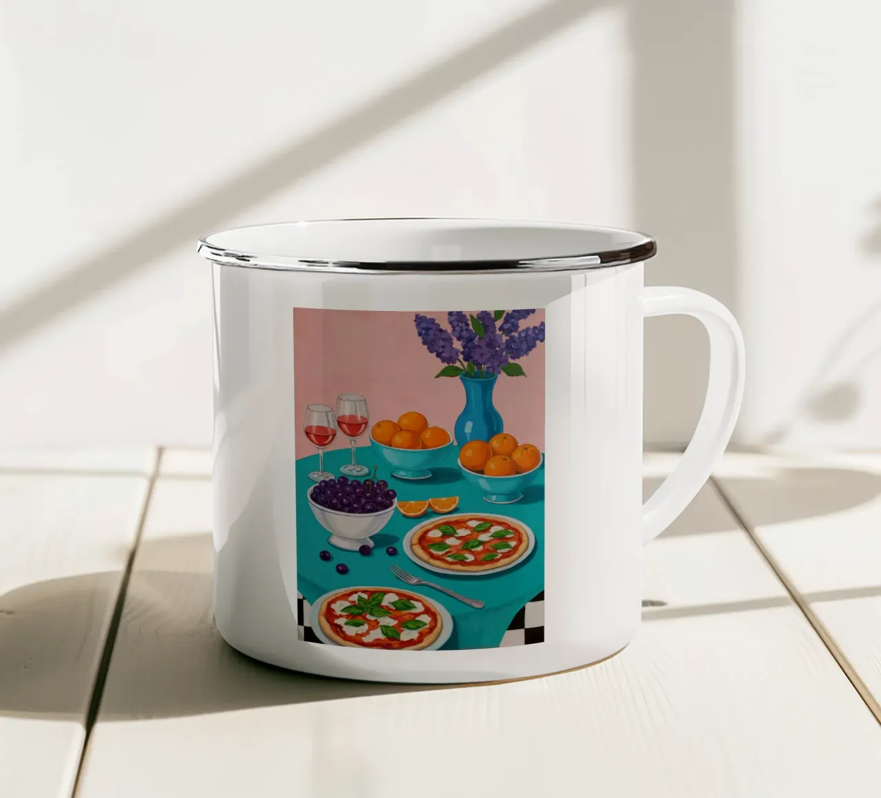 Pizza and Lavender tazza in smalto da Lune Dreams