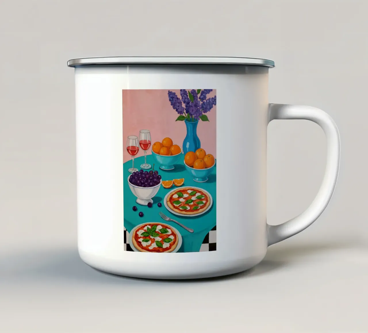Pizza and Lavender tazza in smalto da Lune Dreams