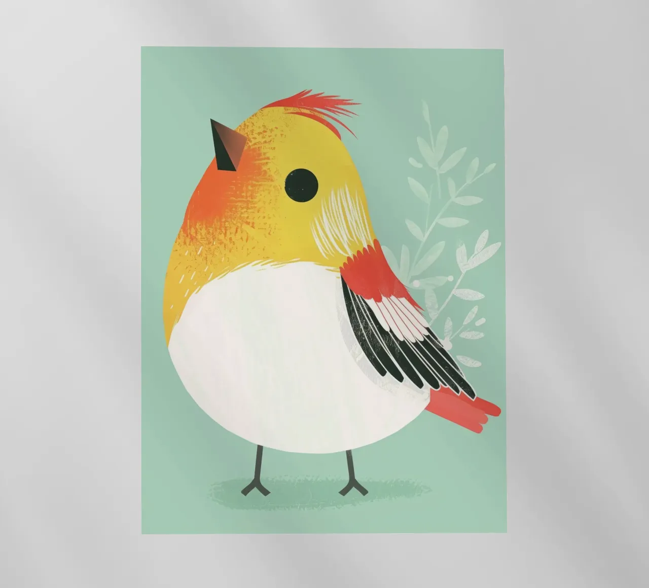 Simpática ilustración de un pájaro posado sobre un fondo suave lámina retroiluminada de DesignDoodle