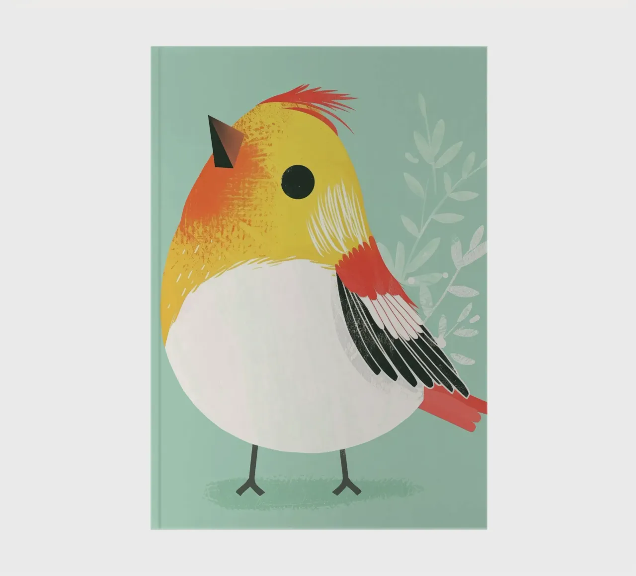 Cute bird illustration perched against a soft background notebook by DesignDoodle