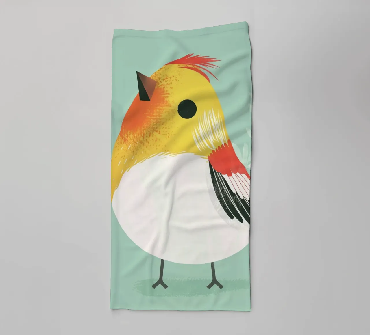 Simpática ilustración de un pájaro posado sobre un fondo suave toalla de baño de DesignDoodle