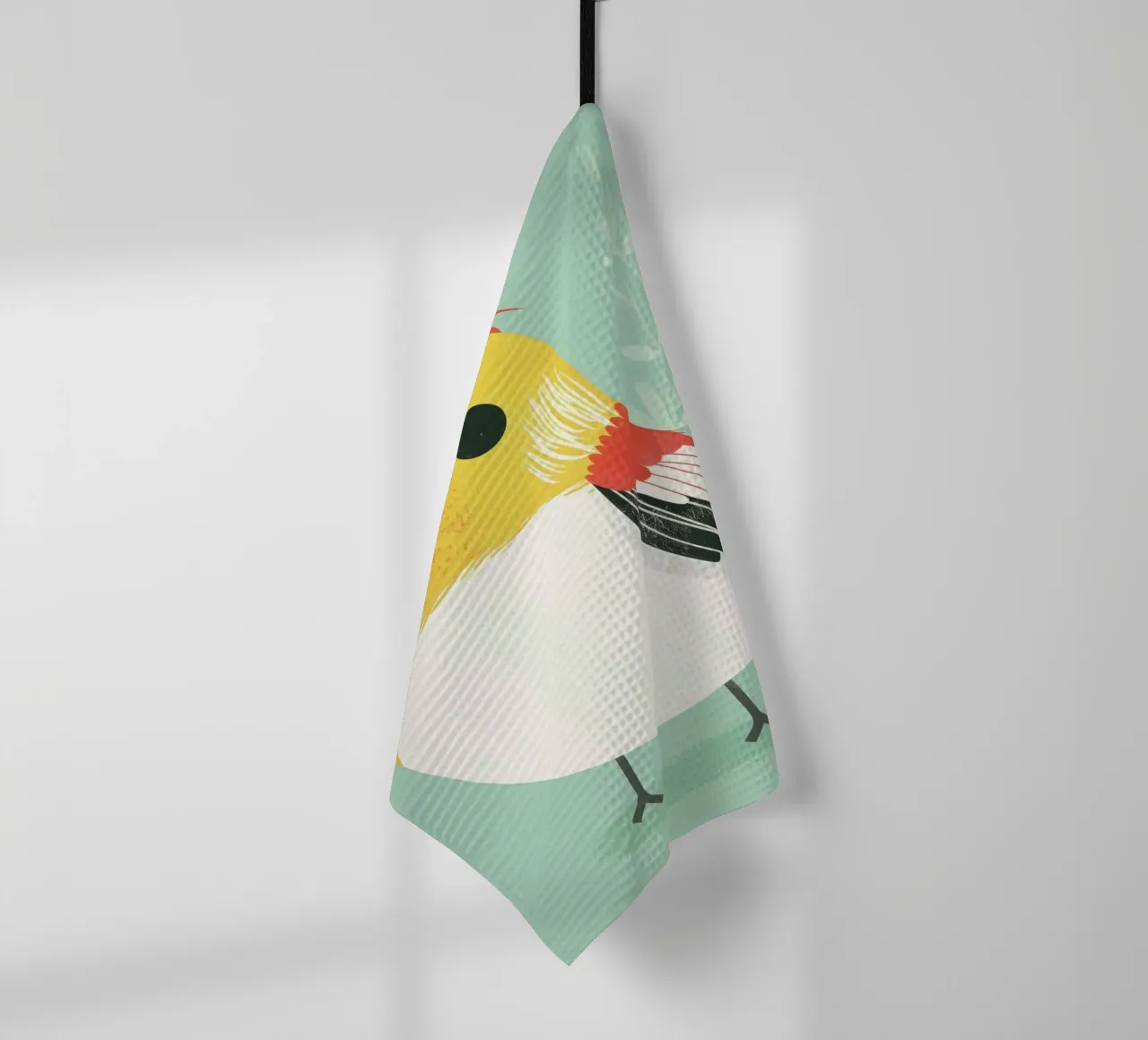 Illustration d'un oiseau mignon perché sur un fond doux torchon de DesignDoodle