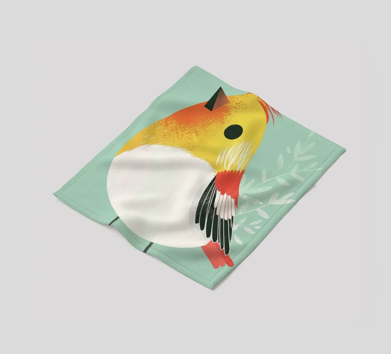Illustrazione di un uccello carino appollaiato su uno sfondo morbido coperta in pile da DesignDoodle