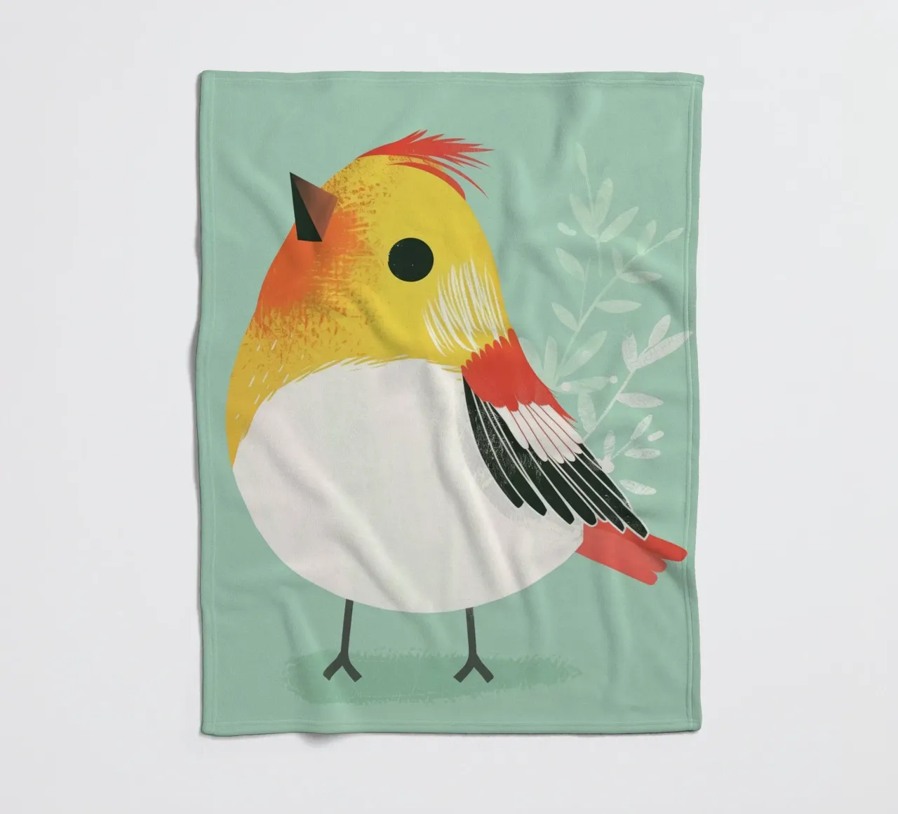 Illustrazione di un uccello carino appollaiato su uno sfondo morbido coperta in pile da DesignDoodle