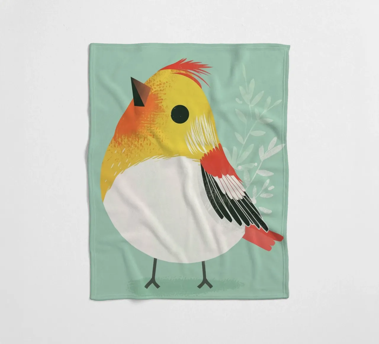 Illustrazione di un uccello carino appollaiato su uno sfondo morbido coperta in pile da DesignDoodle