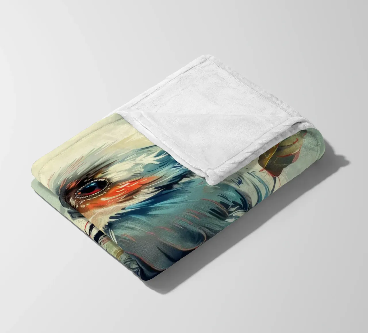 Uccello colorato appollaiato su un ramo tra foglie e bacche coperta in pile da DesignDoodle