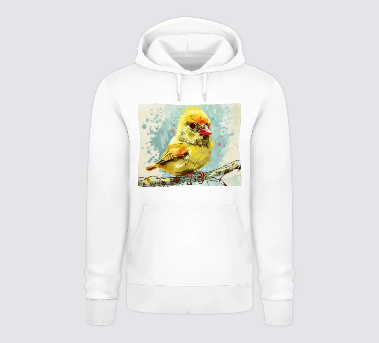 Uccello giallo brillante appollaiato su un ramo felpa con cappuccio da DesignDoodle