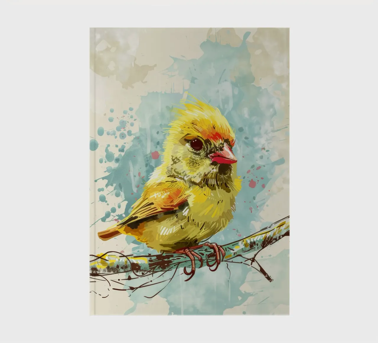 Oiseau jaune vif perché sur une branche carnet de notes de DesignDoodle
