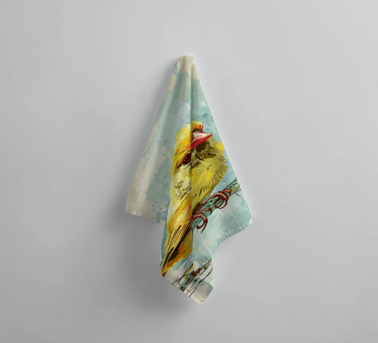 Oiseau jaune vif perché sur une branche serviette de bain de DesignDoodle