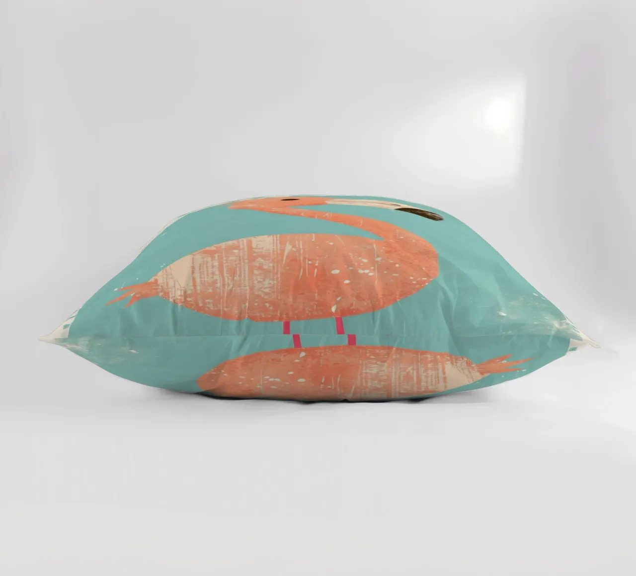 Flamingo standing on simple background with playful design decorative cushion by DesignDoodle