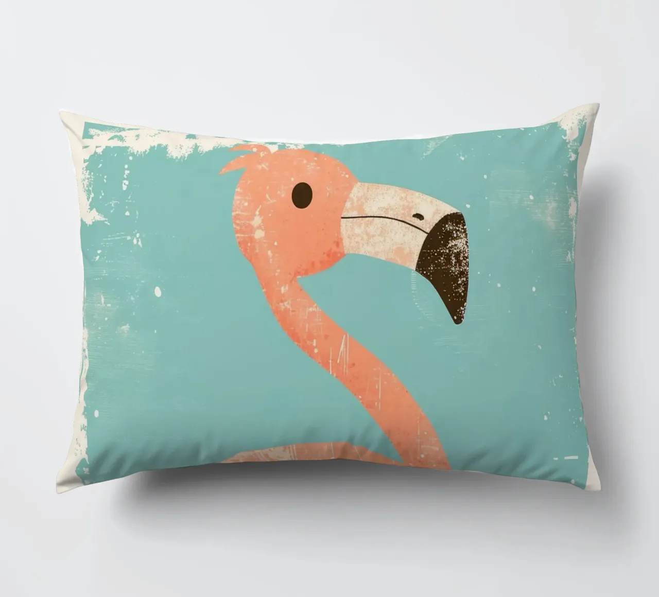 Flamingo standing on simple background with playful design decorative cushion by DesignDoodle