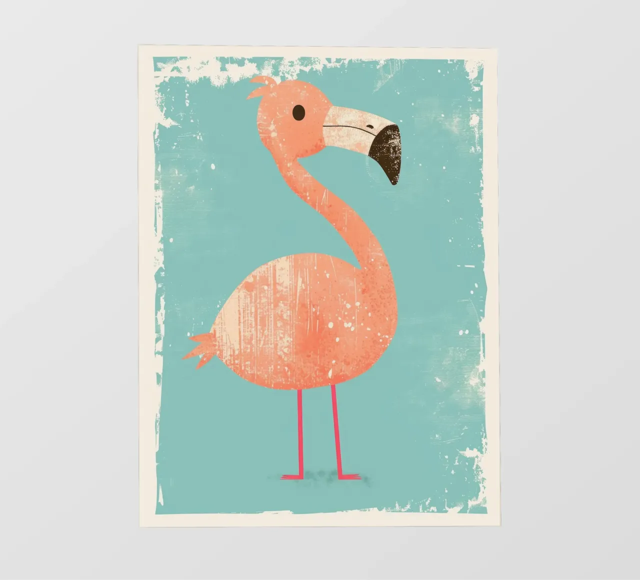 Flamingo standing on simple background with playful design photo wallpaper by DesignDoodle