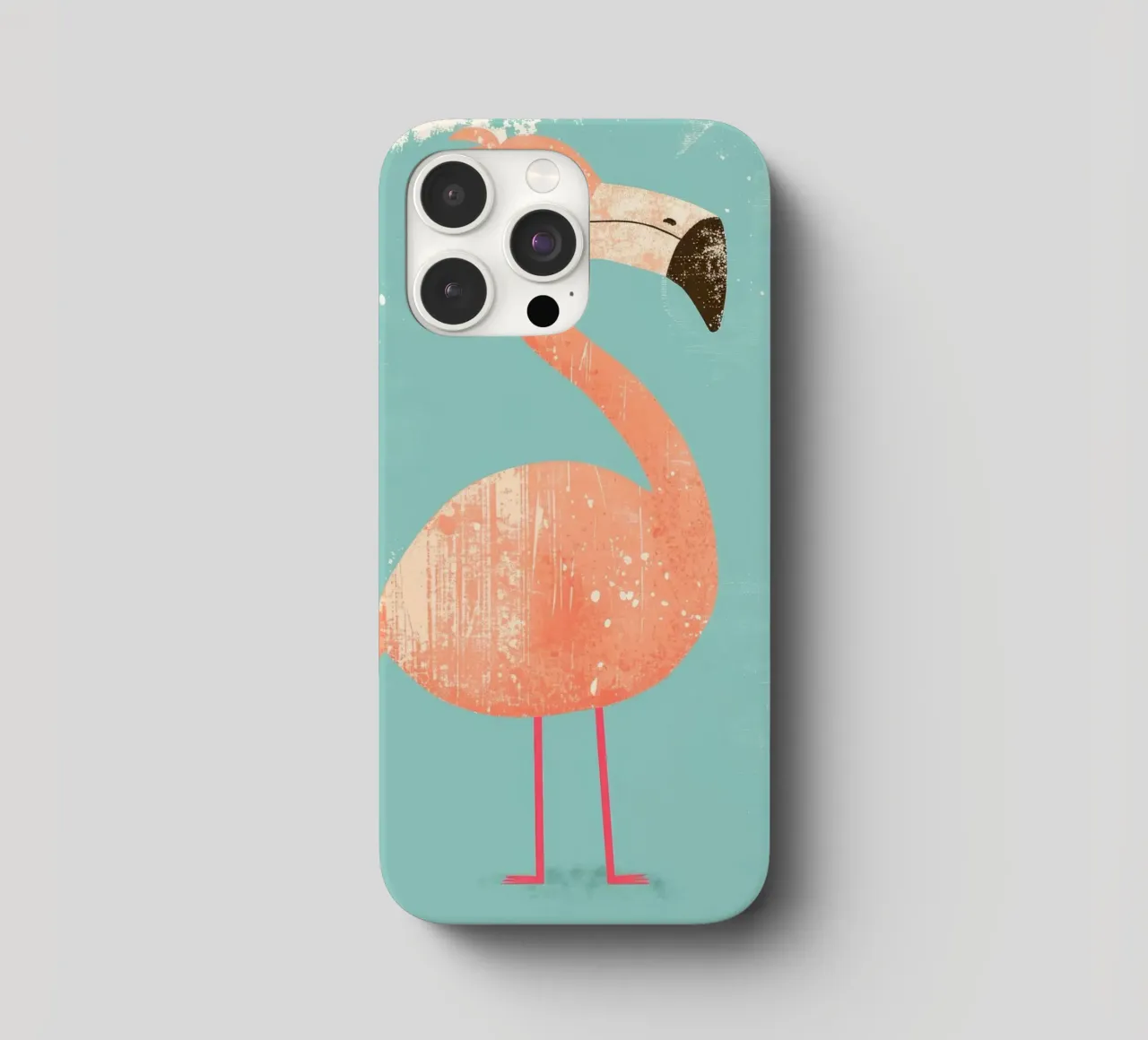 Flamingo standing on simple background with playful design iphone case by DesignDoodle