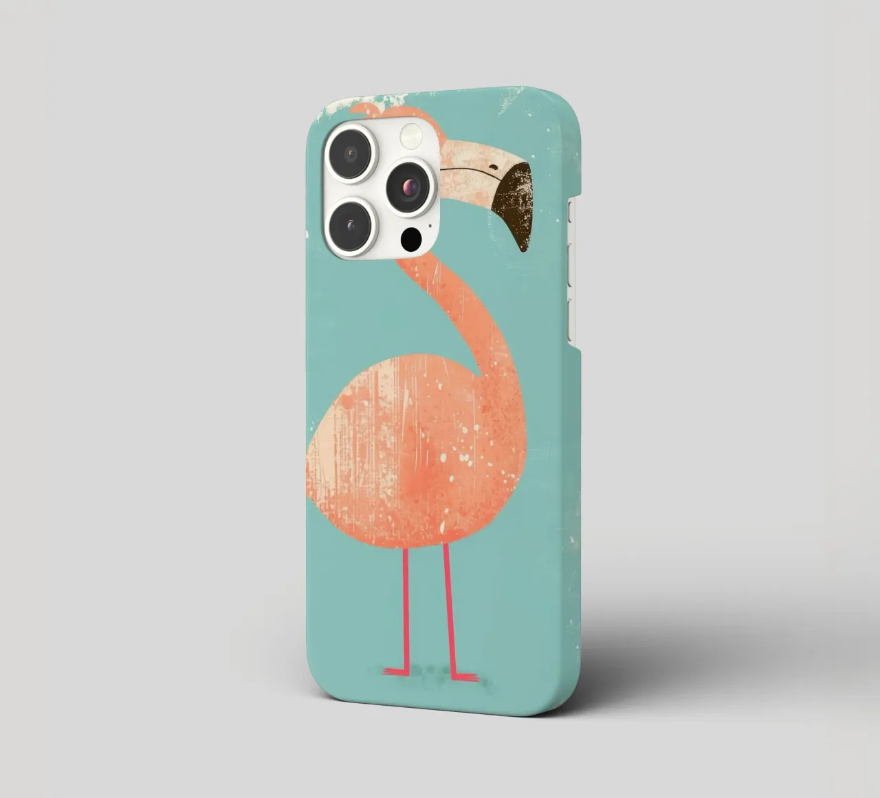 Flamingo standing on simple background with playful design iphone case by DesignDoodle