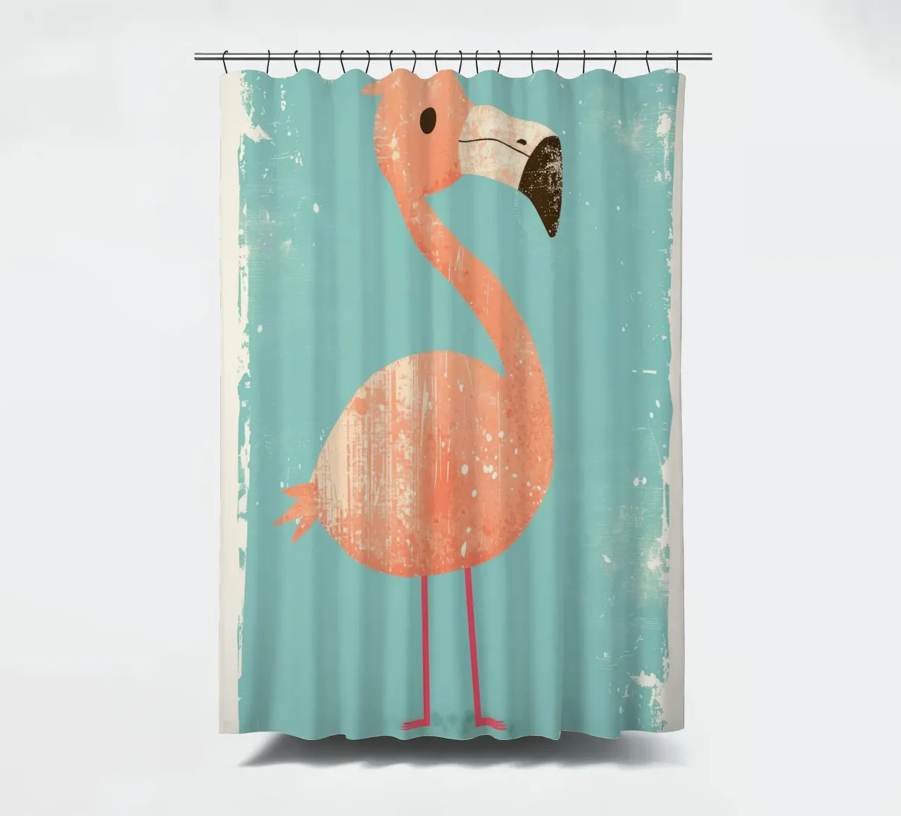 Flamingo standing on simple background with playful design shower curtain by DesignDoodle