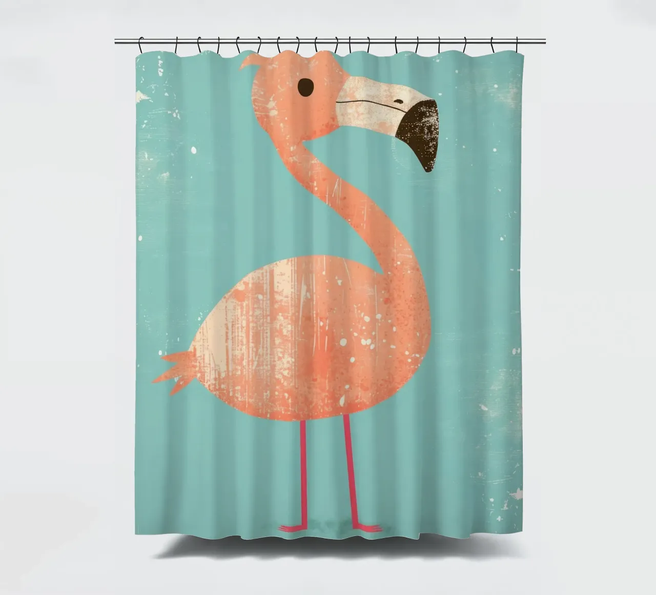 Flamingo standing on simple background with playful design shower curtain by DesignDoodle