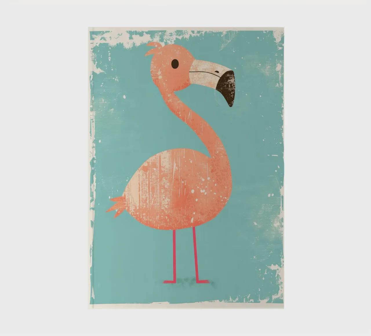 Flamingo standing on simple background with playful design notebook by DesignDoodle