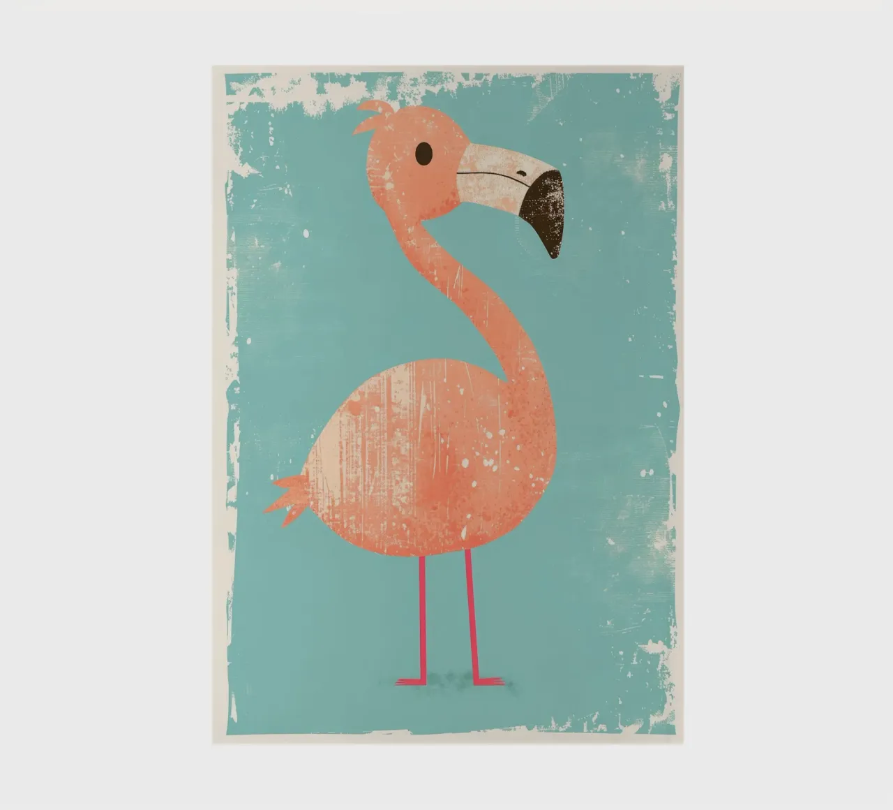 Flamingo standing on simple background with playful design notebook by DesignDoodle
