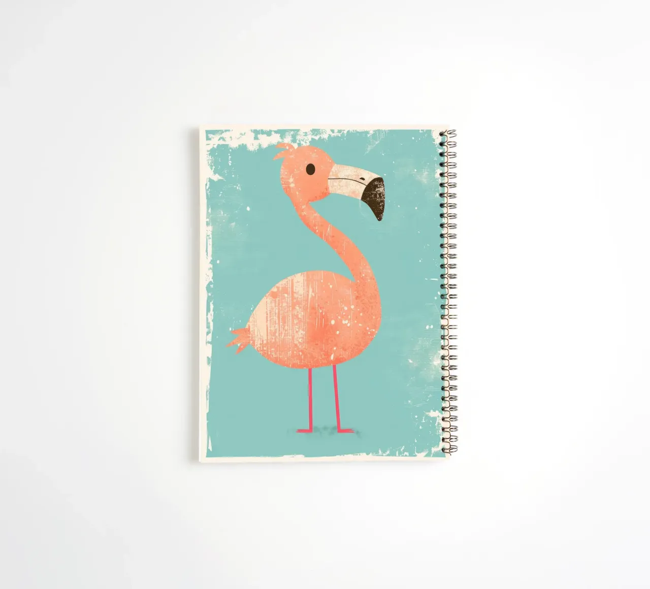 Flamingo standing on simple background with playful design spiral notebook by DesignDoodle