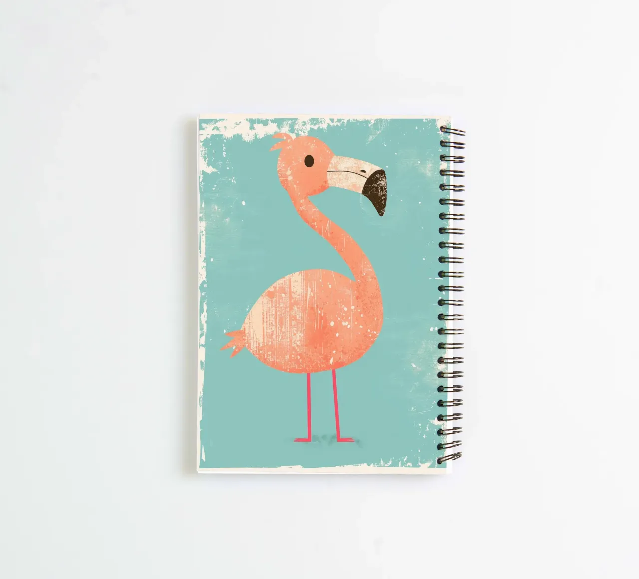 Flamingo standing on simple background with playful design spiral notebook by DesignDoodle