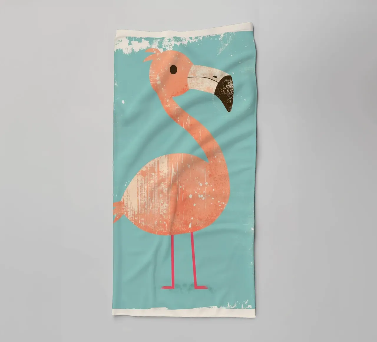 Flamingo standing on simple background with playful design towel by DesignDoodle