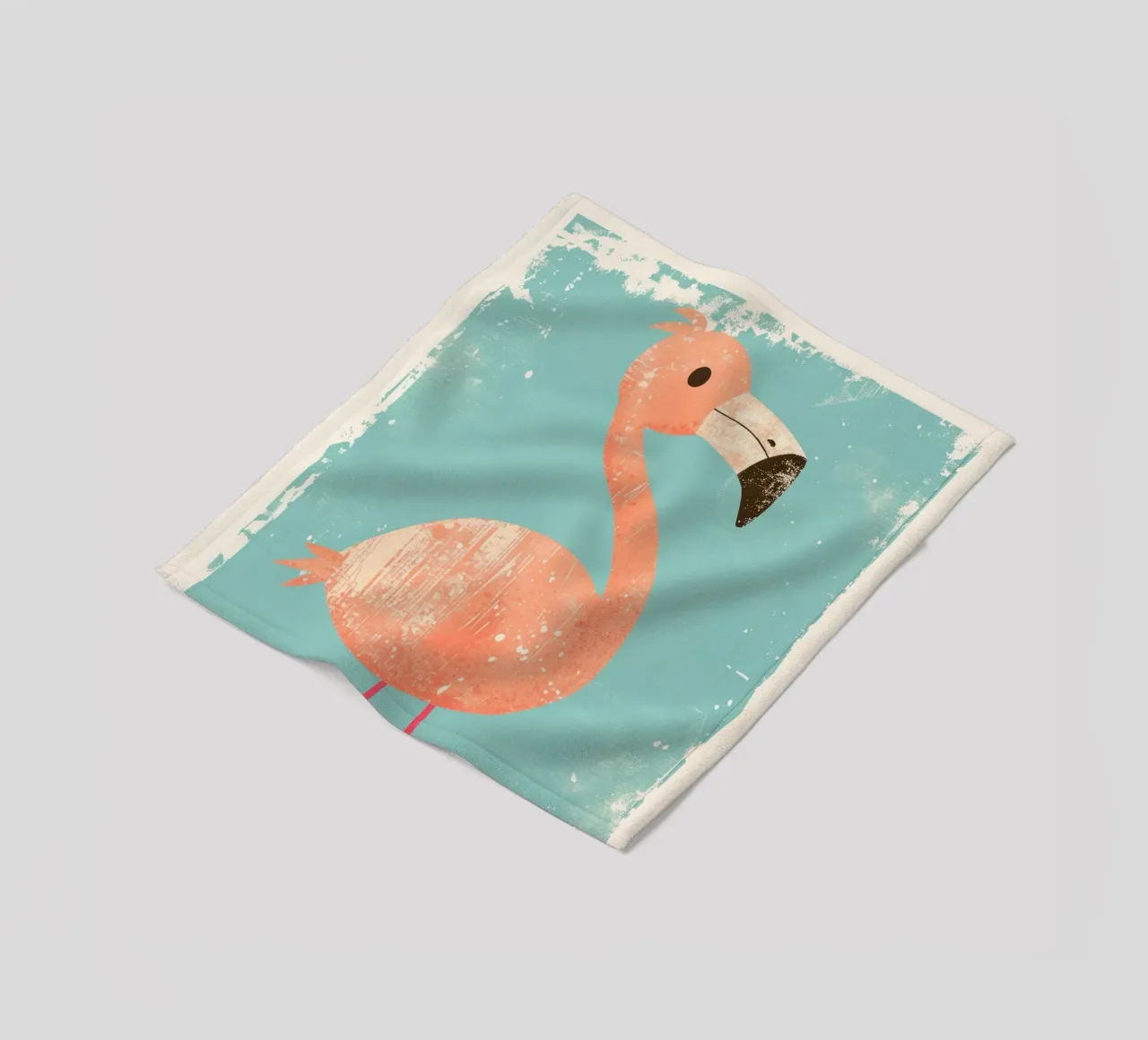 Fenicottero in piedi su sfondo semplice con design giocoso coperta in pile da DesignDoodle