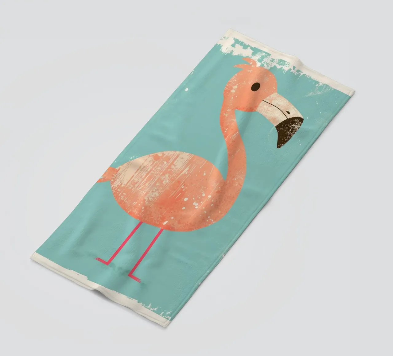 Flamingo standing on simple background with playful design beach towel by DesignDoodle