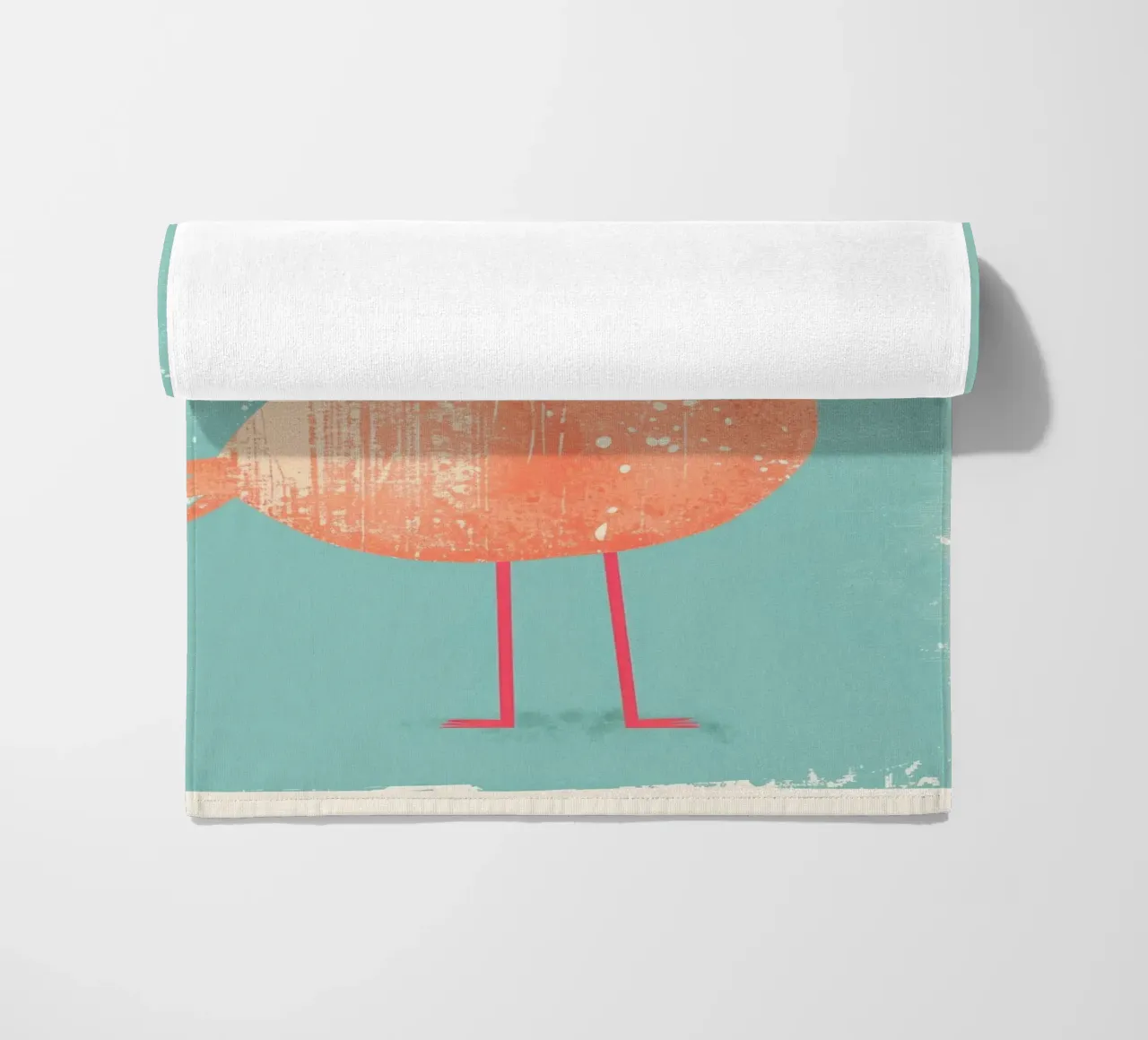 Flamingo standing on simple background with playful design beach towel by DesignDoodle