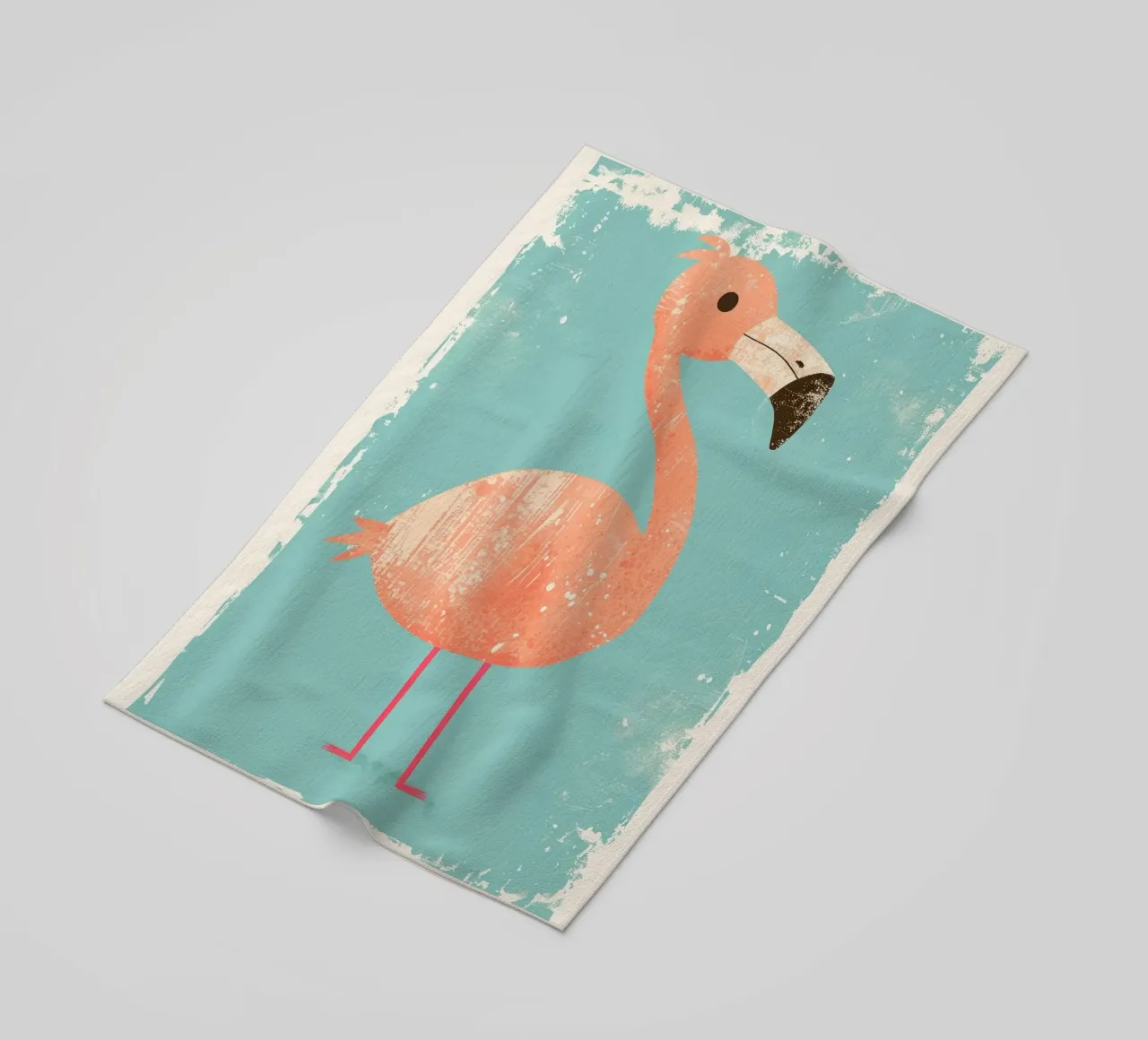 Flamingo standing on simple background with playful design beach towel by DesignDoodle