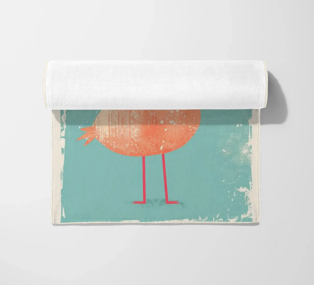 Flamingo standing on simple background with playful design beach towel by DesignDoodle