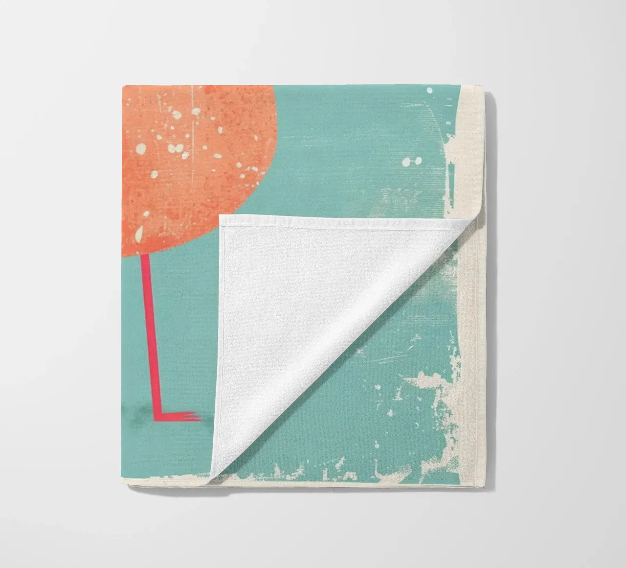 Flamingo standing on simple background with playful design beach towel by DesignDoodle