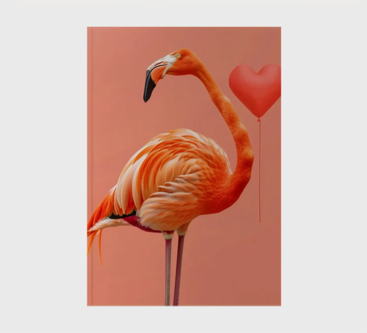 Flamant exotique posant élégamment à côté d'un ballon en forme de cœur carnet de notes de DesignDoodle