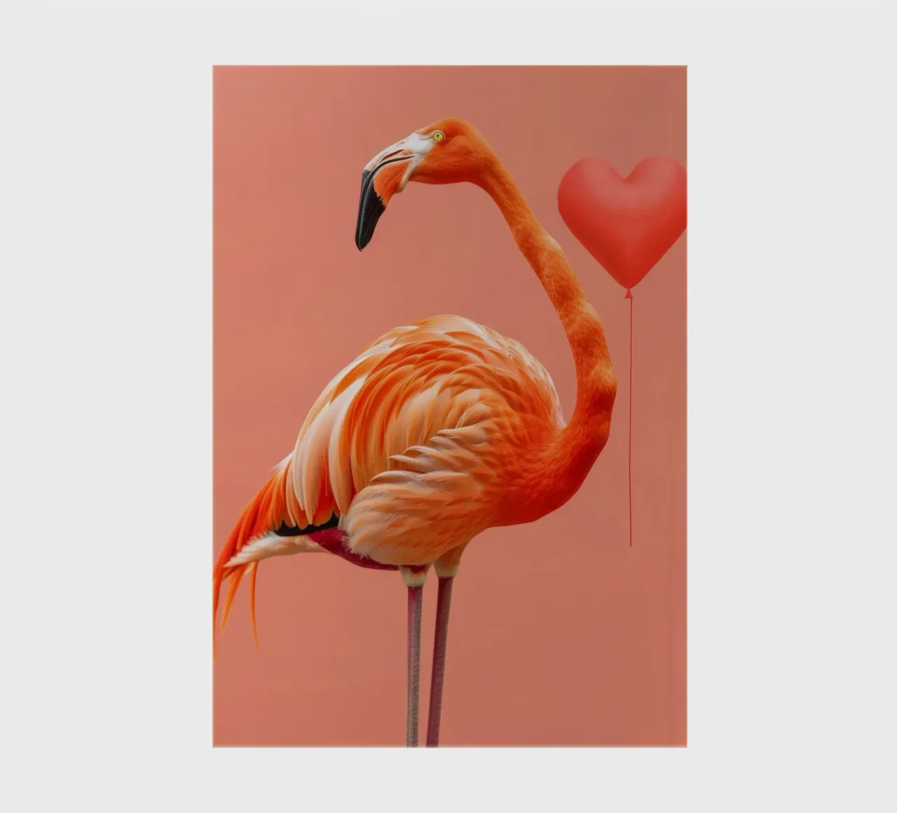 Flamant exotique posant élégamment à côté d'un ballon en forme de cœur carnet de notes de DesignDoodle