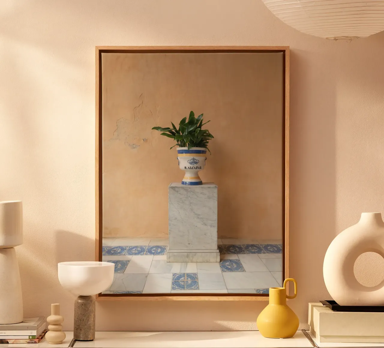 Seville Architecture Greenery Minimalist Travel Photography canvas with Floater frame by Dagmar Pels
