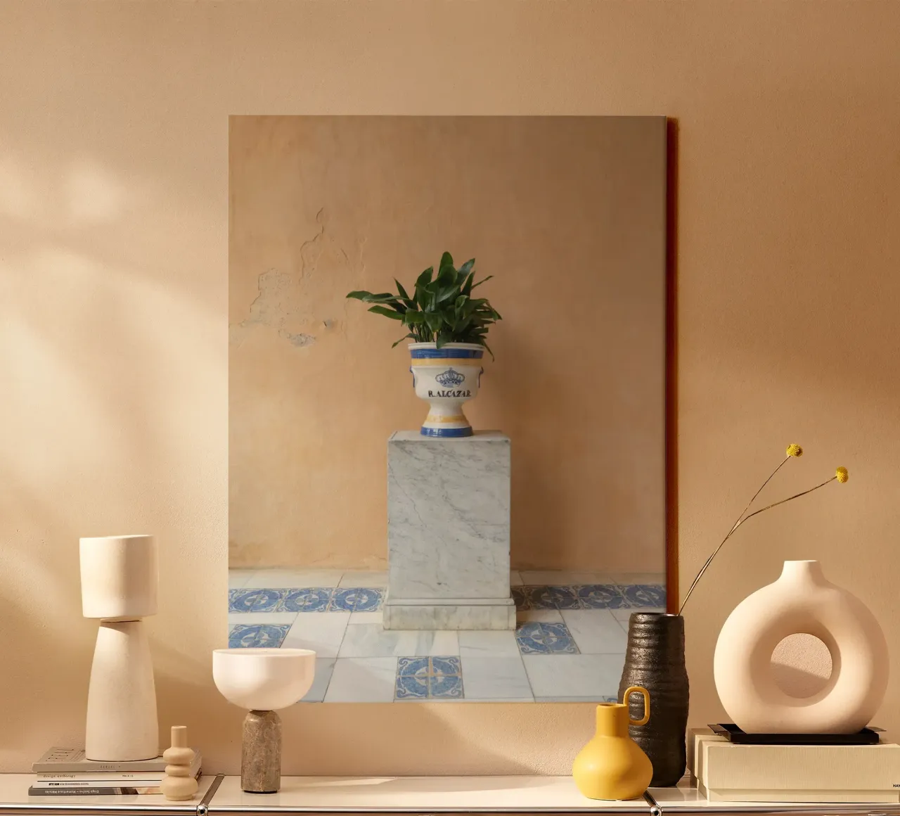 Seville Architecture Greenery Minimalist Travel Photography canvas with Floater frame by Dagmar Pels