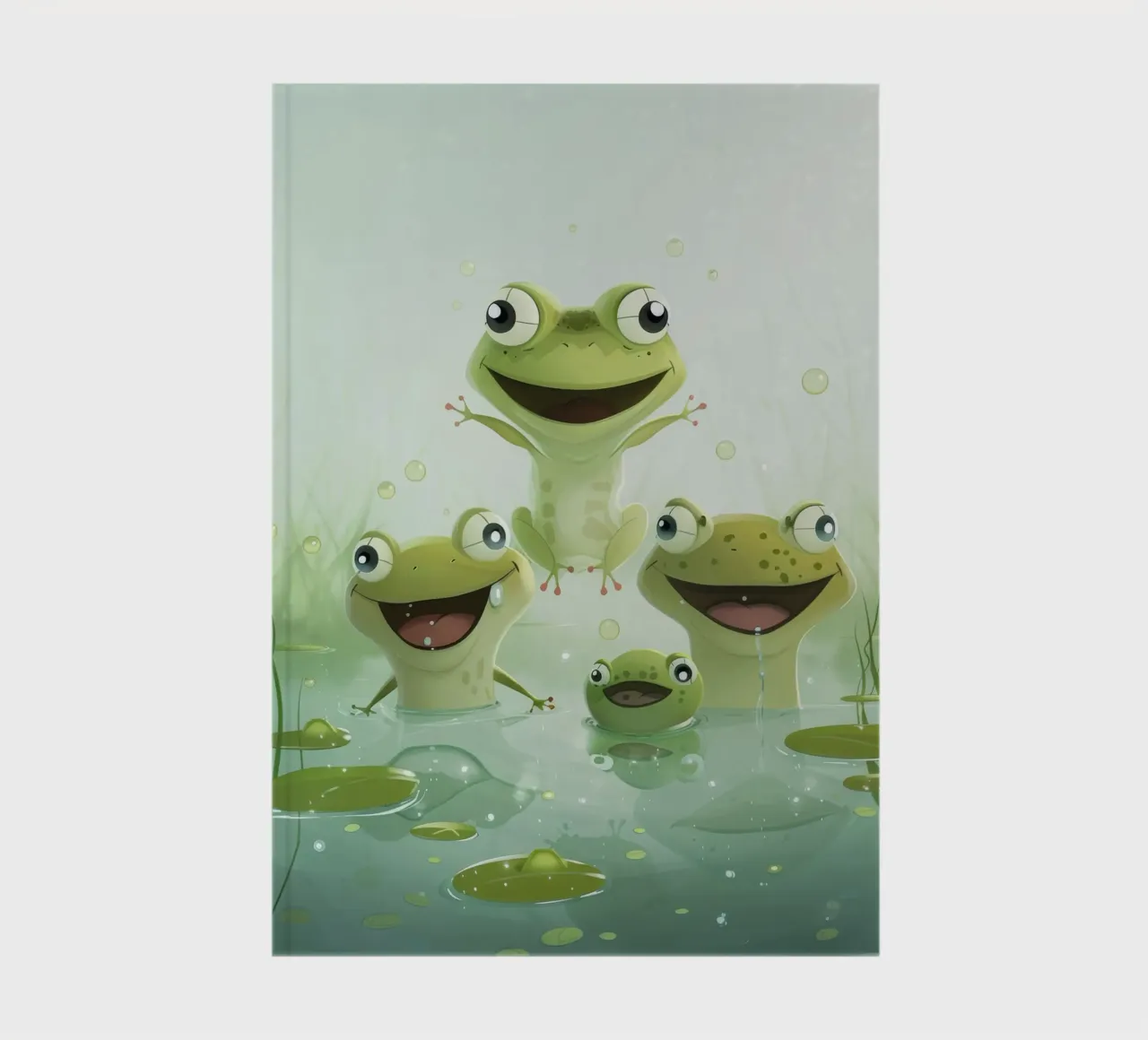 Frogs enjoying a joyful moment in a tranquil pond on a sunny notebook by DesignDoodle