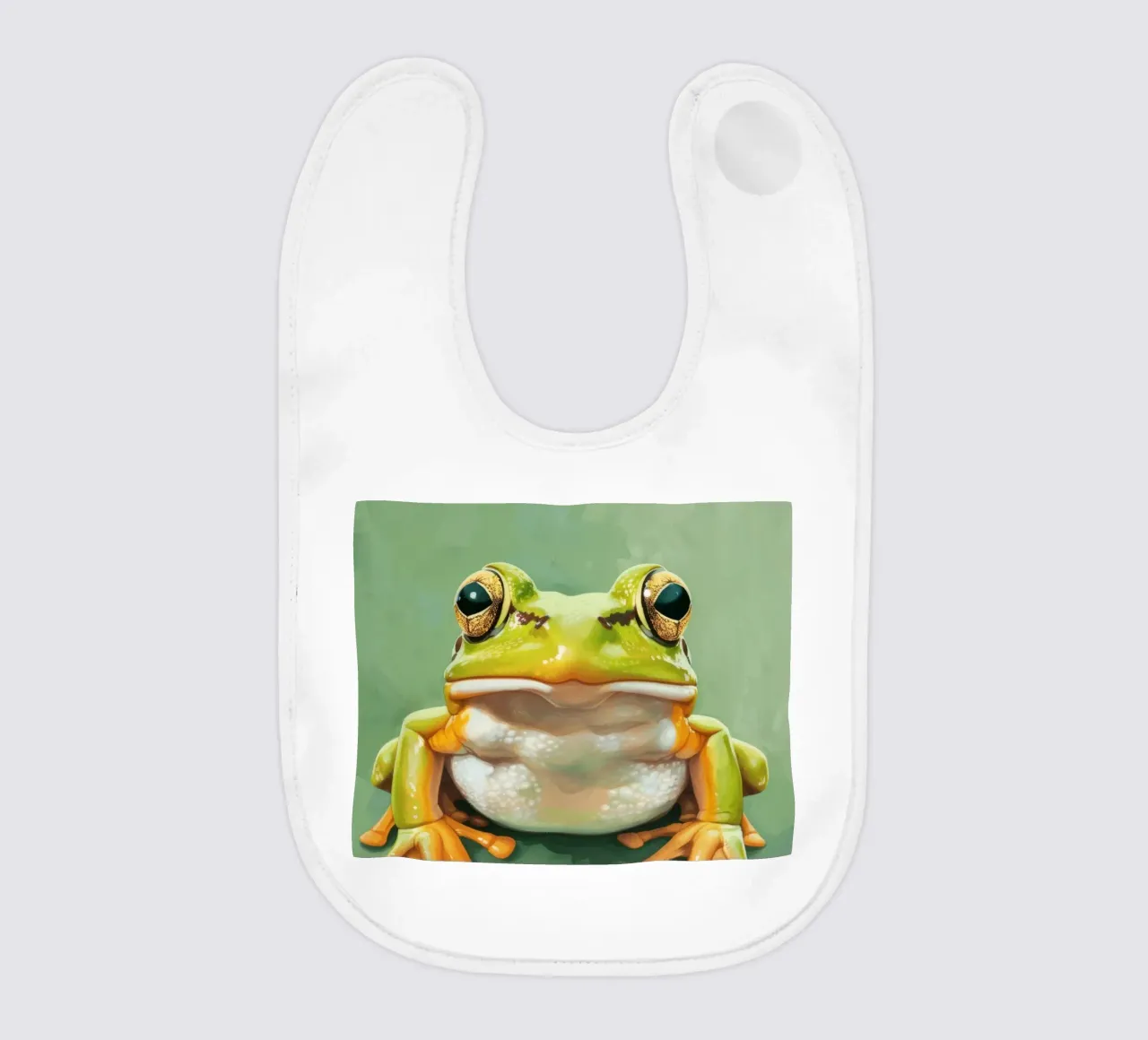 Grüner Frosch mit auffälligen Augen, der auf einer glatten Oberfläche sitzt Babylätzchen von DesignDoodle