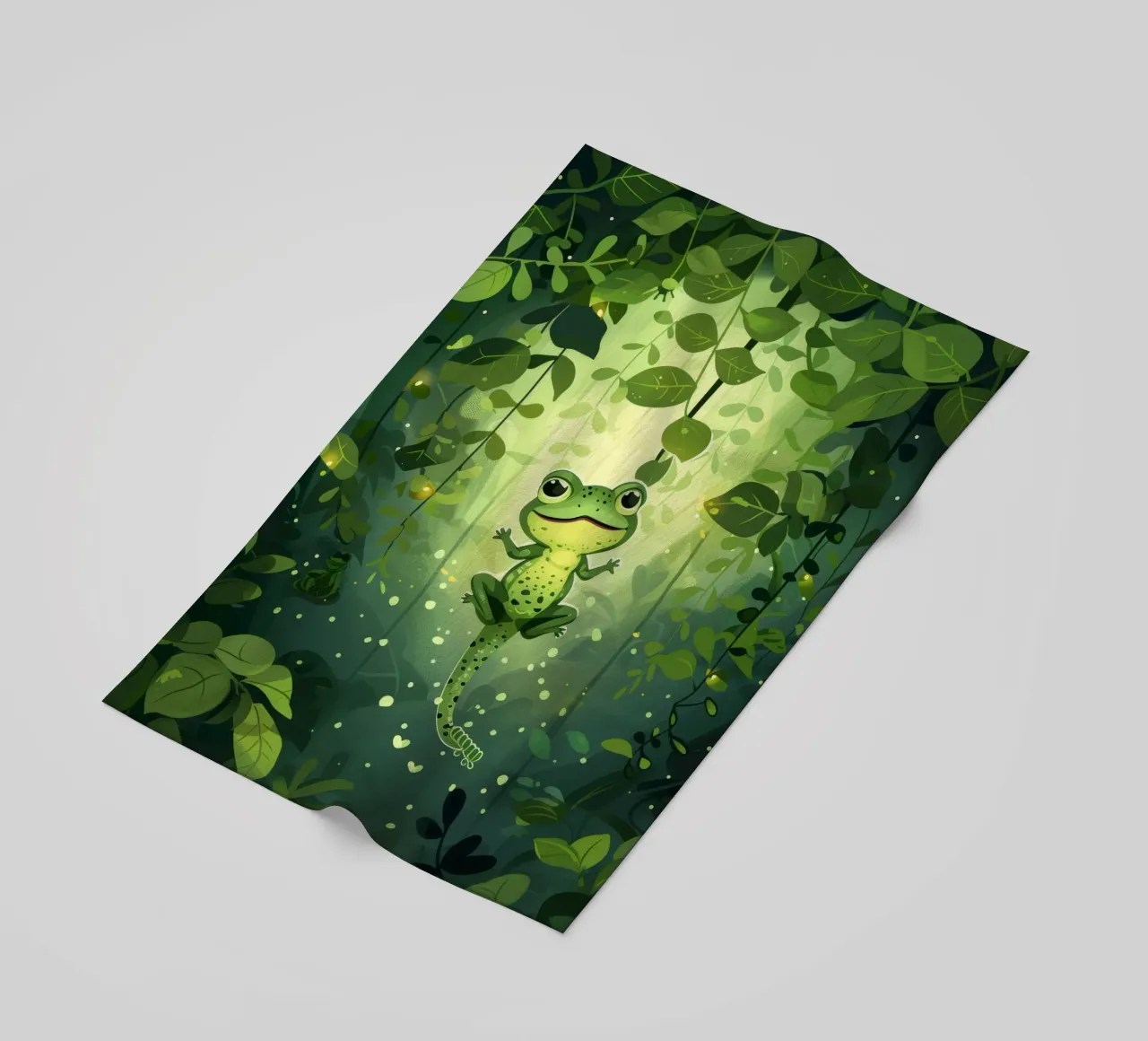 Kikker in weelderig regenwoud met doorvallend licht strandhanddoek van DesignDoodle