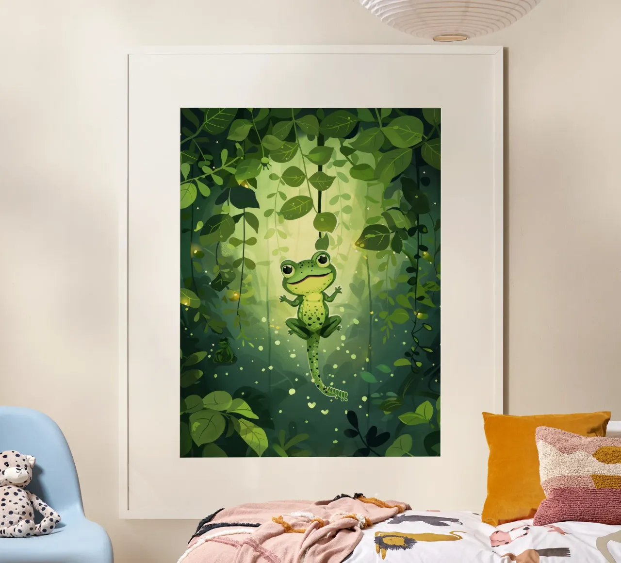 Frog in lush rainforest setting with light filtering through hahnemühle by DesignDoodle