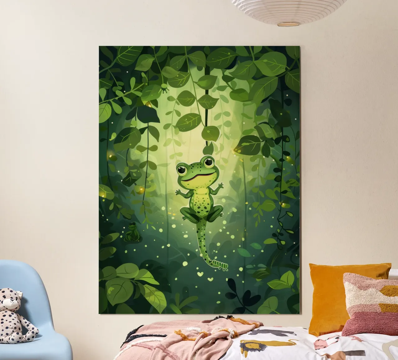 Frog in lush rainforest setting with light filtering through hahnemühle by DesignDoodle