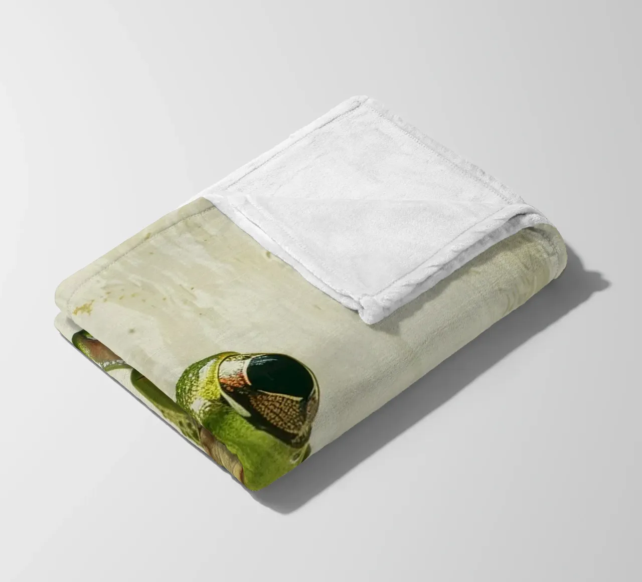 Climbing green frog resting on tree bark in a sheltered fore fleece blanket by DesignDoodle