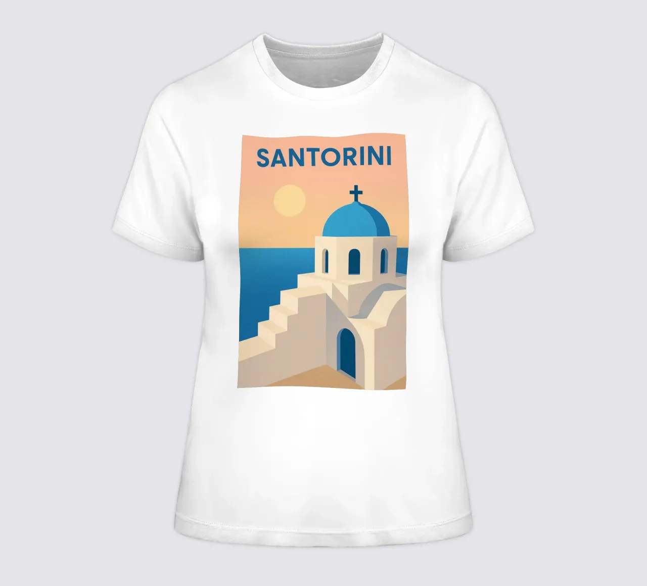 SANTORINI - La purezza solare delle Cicladi t-shirt da donna da JETLAG | affiches voyage