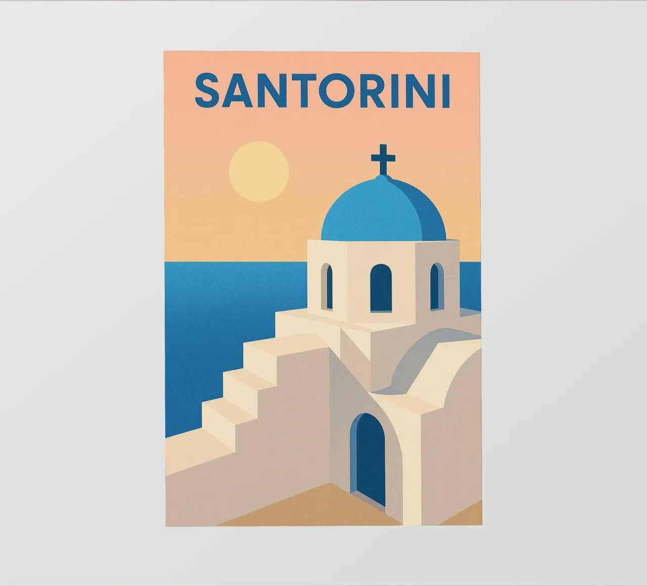 SANTORINI - La purezza solare delle Cicladi telo in pvc da JETLAG | affiches voyage