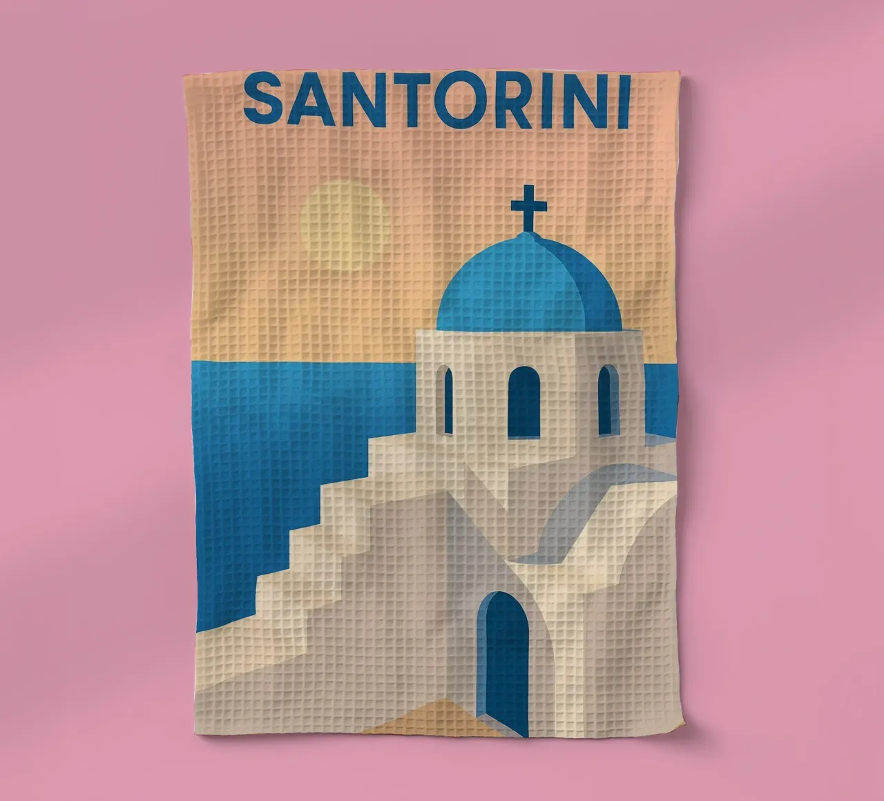 SANTORINI - La purezza solare delle Cicladi canovaccio da cucina da JETLAG | affiches voyage