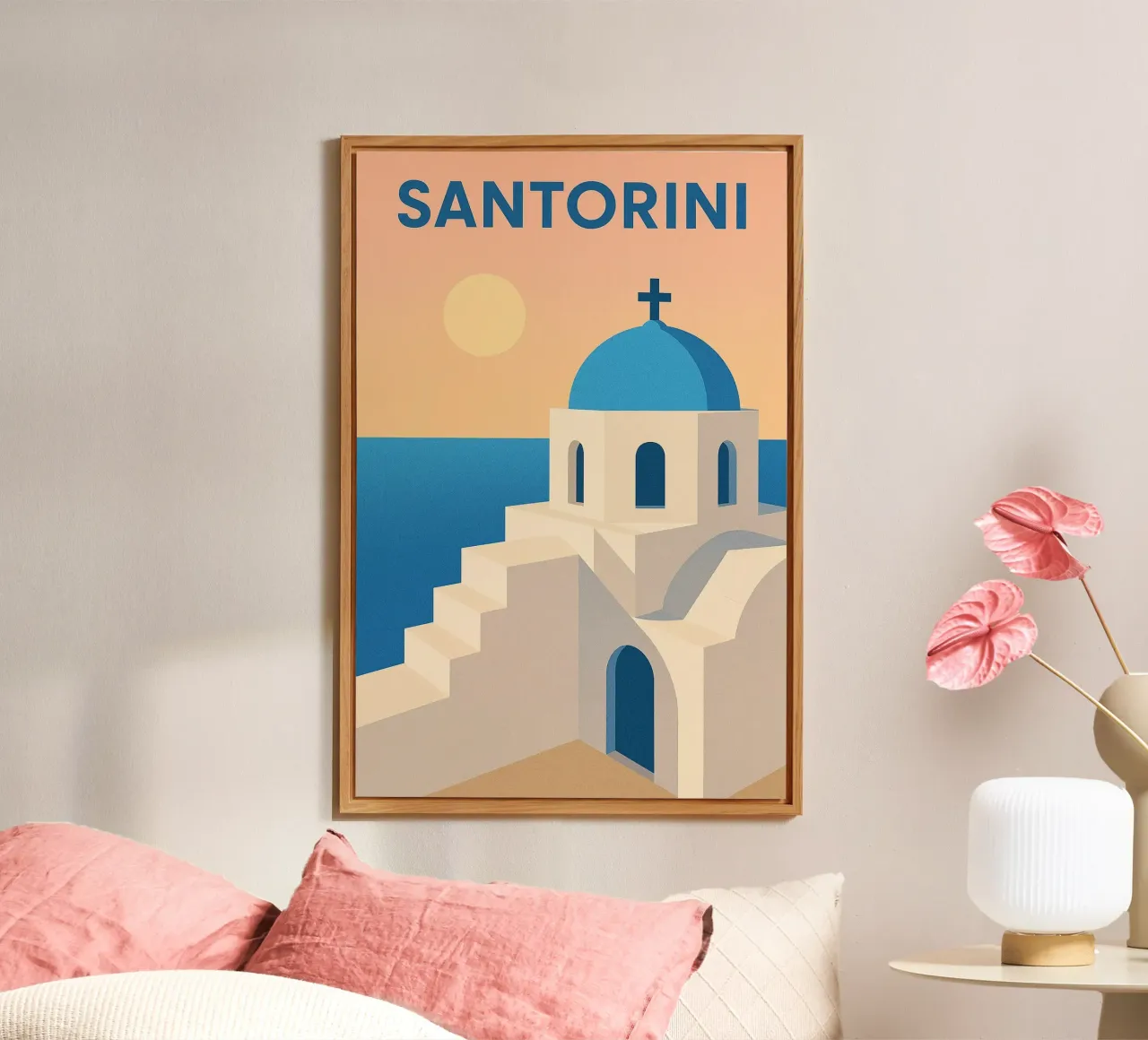 SANTORINI - La purezza solare delle Cicladi alluminio dibond da JETLAG | affiches voyage